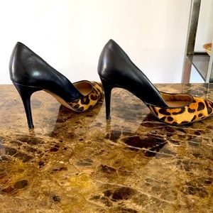 French connection black and leopard heels